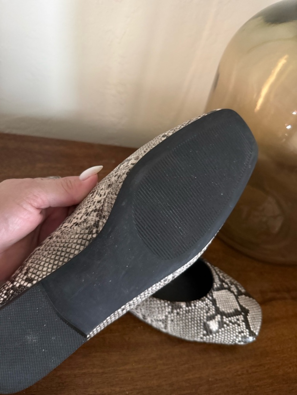 Steve Madden Snake-Print Square-Toe Ballet Flats in Black & White - Picture 2 of 2